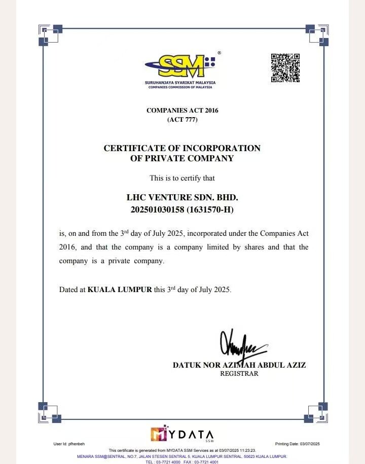 Certificate of incorporation